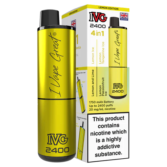 IVG 2400 Rechargeable Vape Kit | 4-in-1 Prefilled Pod System | 20mg Nic Salt | Up to 2400 Puffs